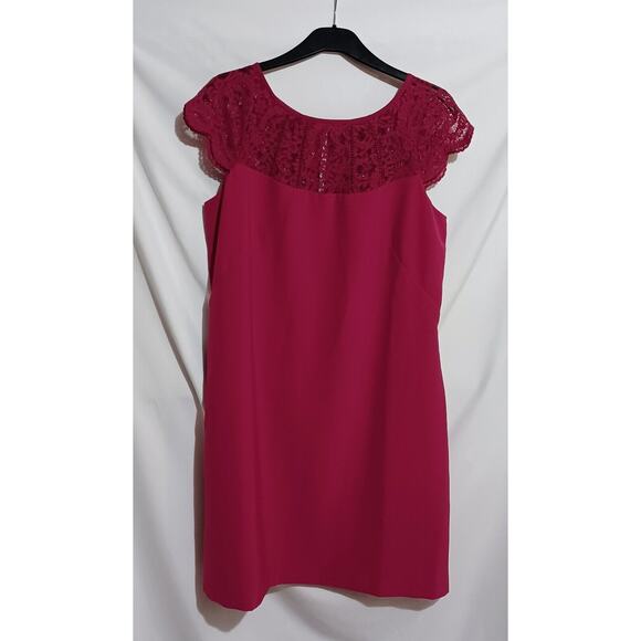 White House Black Market sz 10 Red Wine Lacey Cap Sleeve Cocktail Holiday Dress - Picture 1 of 11
